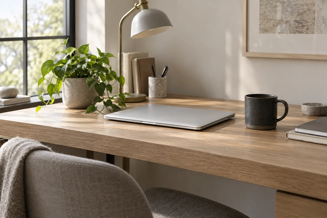 Illustration of a considered desk setup