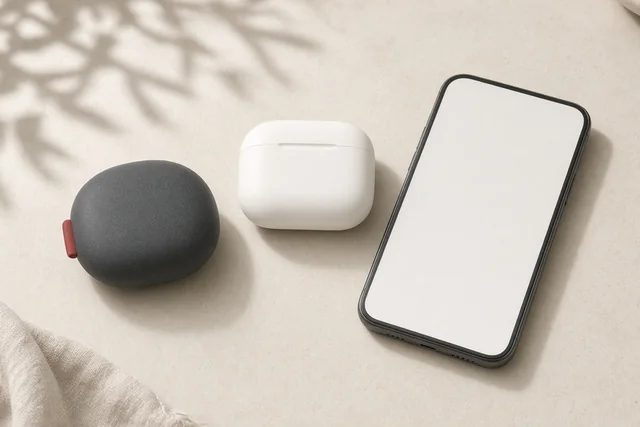 Illustration comparing two noise-cancelling earbud cases