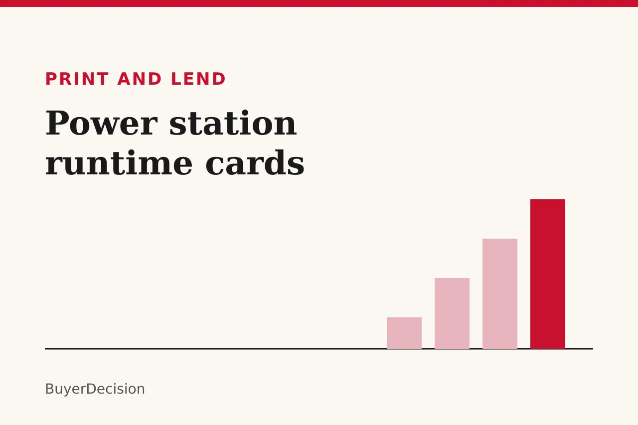 Title card: power station runtime cards, with rising bars