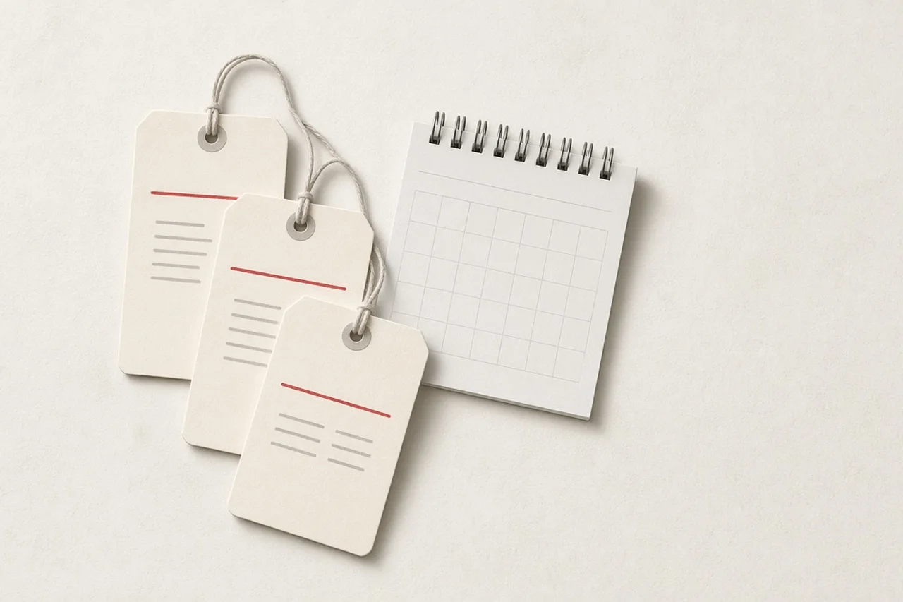 Illustration of price tags with crossed-out prices