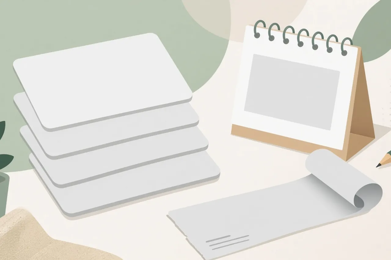 Illustration of stacked subscription cards beside a calendar and a receipt