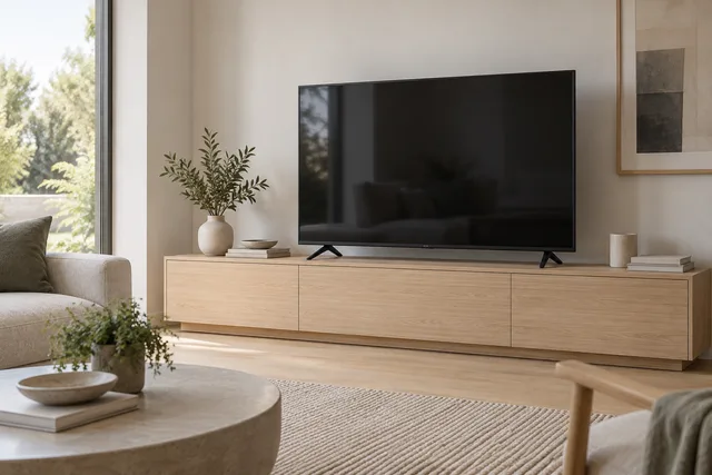 Illustration of a television in a quiet living room