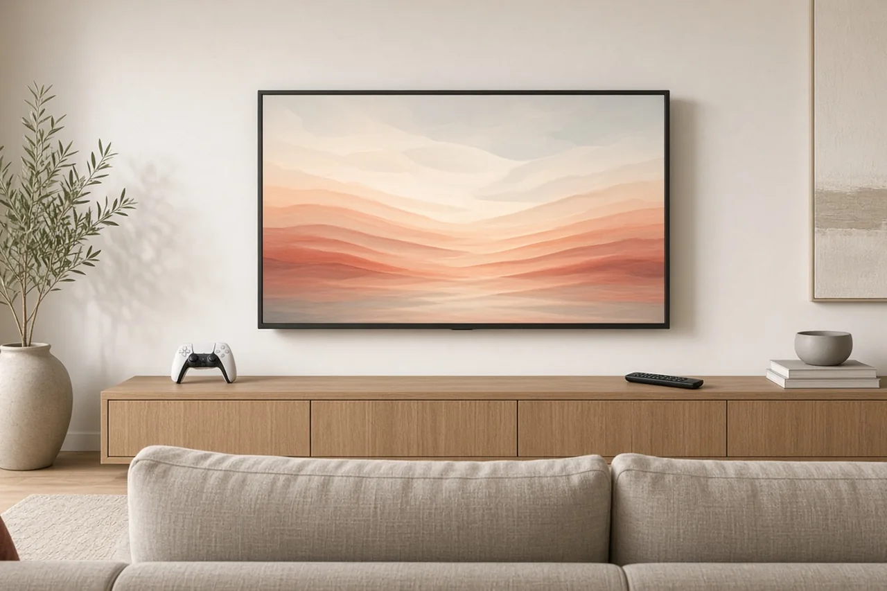 Illustration of a large television in a living room